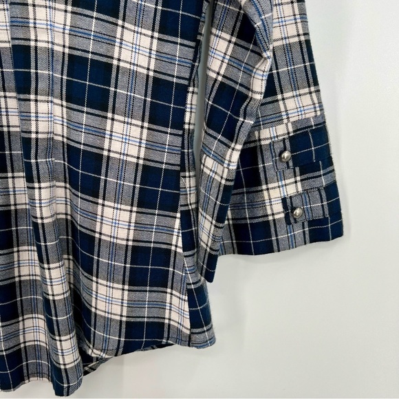 Fine Garment Bell Western Plaid Gingham Button Up shirt long sleeve Blue size 8 - Picture 3 of 8